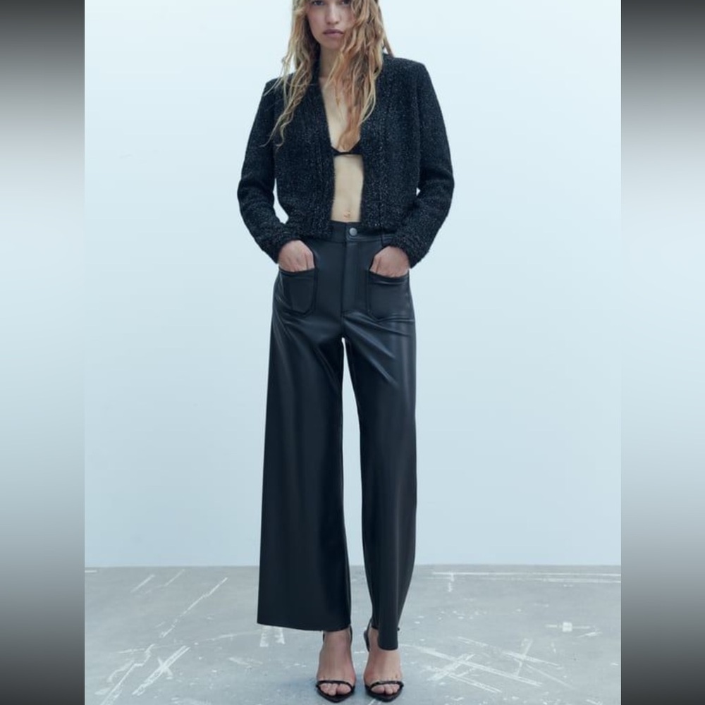 Zara Marine Wide Leg Pants - Vegan Leather (black)